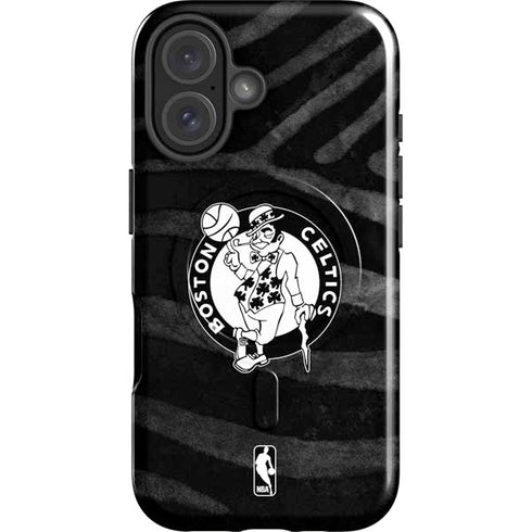 NBA Boston Celtics Black Animal Print iPhone 16 Plus Magsafe Impact Case